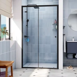 SAT PROJECT Porte de douche 120x185cm coulissante avec profilé noir mat (SATPROMUD120CT)