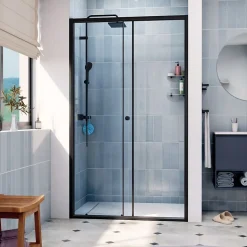 SAT PROJECT Porte de douche 120x185cm coulissante avec profilé noir mat (SATPROMUD120CT)