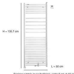 Sèche serviette mixte électrique 300W / eau chaude 615W Acova Angora