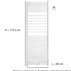 Sèche serviette mixte électrique 300W / eau chaude 946W Acova Angora