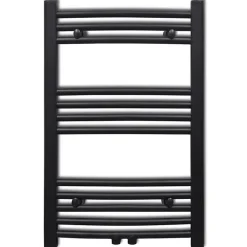 Sèche serviettes eau chaude à rails incurvés noir 500 x 764 mm