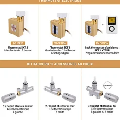 Sèche-serviette doré - (HxL) 1140x500 mm - 600 Watts - 591 Watt - ALE1140-500V2BRA