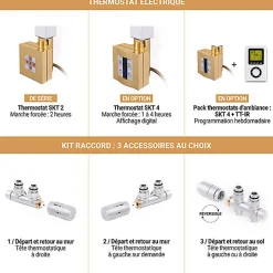 Sèche-serviette doré - (HxL) 1140x500 mm - 600 Watts - 591 Watt - ALE1140-500Z8BRA