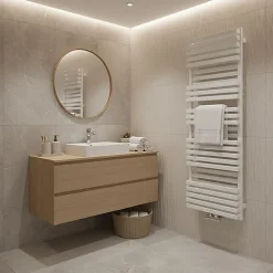 Sèche-serviette eau chaude blanc de 870mm de haut et 600mm de large - 733 Watt - QUA870/600BZXB