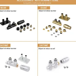Sèche-serviette eau chaude noir de 540mm de haut et 500mm de large - 299 Watt - ALE540/500ZXN