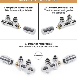 Sèche-serviette eau chaude chromé de 820mm de haut / 300mm de large - 171 Watt - LIM820/300ZXCRO