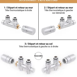Sèche-serviette eau chaude beige de 1070mm de haut et 500mm de large - 418 Watt - ZIG1070/500ZX1015