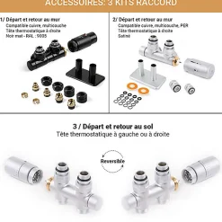 Sèche-serviette eau chaude noir de 510mm de haut et 400mm de large - 163 Watt - VIP510/400ZXN