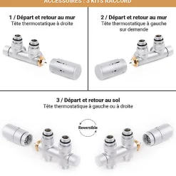 Sèche-serviette eau chaude noir de 502mm de haut et 1126mm de large - 317 Watt - HEX502/1126YLN