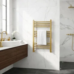 Sèche-serviette eau chaude doré de 660mm de haut et 580mm de large - 327 Watt - FIO660/580SXBRA