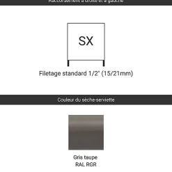 Sèche-serviette eau chaude gris de 660mm de haut 400mm de large - 241 Watt - FIO660/400SXRGR