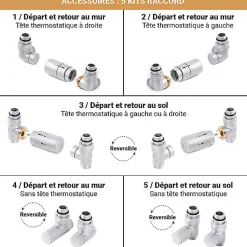Sèche-serviette eau chaude gris de 660mm de haut 400mm de large - 241 Watt - FIO660/400SXRGR