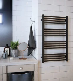 Sèche-serviette eau chaude noir de 660mm de haut et 580mm de large - 327 Watt - FIO660/580SXN