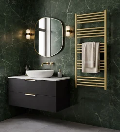 Sèche-serviette eau chaude doré de 1140mm de haut et 580mm de large - 550 Watt - FIO1140/580SXBRA
