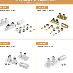Sèche-serviette eau chaude blanc de 660mm de haut et 430mm de large - 255 Watt - FIO660/430ZXB