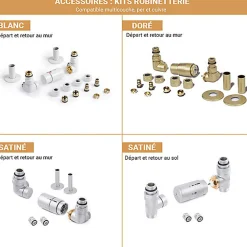 Sèche-serviette eau chaude doré de 760mm de haut et 300mm de large - 257 Watt - ALE760/300SXBRA