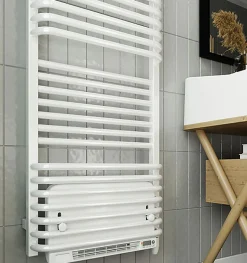 Sèche-serviette électrique blanc de 1180mm de haut et 600mm de large - 800 Watt - POL1180/600E8BBLO