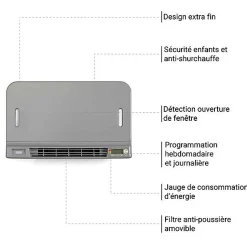 Sèche-serviette électrique blanc de 1260mm de haut et 540mm de large - 1000 Watt - TYT1260/540E8BBLO
