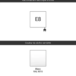 Sèche-serviette électrique blanc - (HxL) 1620x630mm - 800 Watt - 800 Watt - FIO1620-630E8B