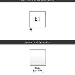 Sèche-serviette électrique blanc - (HxL) 1380x600mm - 800 Watt - 800 Watt - FIO1380-600E1B