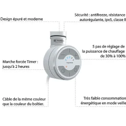 Sèche-serviette électrique blanc de 1620mm de haut et 400mm de large - 800 Watt - MIC1620/400E8SOABB