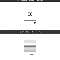 Sèche-serviette électrique chromé - (HxL) 1600x600mm - 600 (Watts) - 600 Watt - DIA1600-600E8CRO