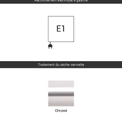 Sèche-serviette électrique chromé - (HxL) 660x500 mm - 200 Watt - 200 Watt - FIO660-500E1CRO