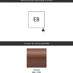 Sèche-serviette électrique cuivré - (HxL) 720x500 mm - 300 (Watts) - 300 Watt - SIM720-500E8COP