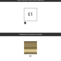 Sèche-serviette électrique doré de 1140mm de haut et 486mm de large - 500 Watt - LEN1140/486E1BRA