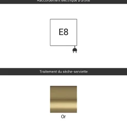 Sèche-serviette électrique doré de 660mm de haut et 530mm de large - 300 Watt - FIO660/530E8BRA