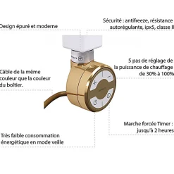Sèche-serviette électrique doré SOA 500mm de haut et 300mm de large - 120 Watt - LIM500/300E8BRASOA