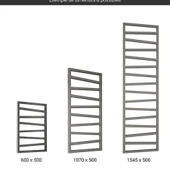 Sèche-serviette électrique gris - (HxL) 1310x500 mm - 600 ( Watts) - 600 Watt - ZIG1310-500E8MST