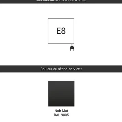 Sèche-serviette électrique noir - (HxL) 1460x500mm - 800 Watts - 800 Watt - LIM1460-500E8N