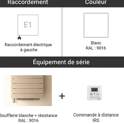 Sèche-serviette électrique soufflant blanc - HxL 884x500mm - 500 Watt - ROE-090-050/IFS/B