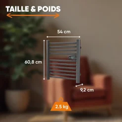 Sèche-serviette électrique sans fluide 300W H.62xL54cm BESTHERM HESTIA noir