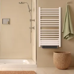 Sèche-serviette électrique sans fluide avec soufflerie 500W+1000W H.100,5xL54cm BESTHERM HESTIA blanc