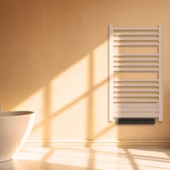 Sèche-serviette électrique sans fluide avec soufflerie 500W+1000W H.100,5xL54cm BESTHERM HESTIA blanc