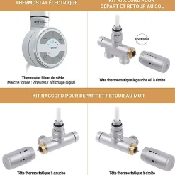 Sèche-serviette mixte blanc de 1700mm de haut et 600mm de large - 1031 Watt - LIM1700/600SOAV2B