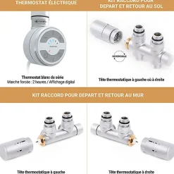 Sèche-serviette mixte blanc de 1400mm de haut et 600mm de large - 1013 Watt - POC1400/600SOAZ1B