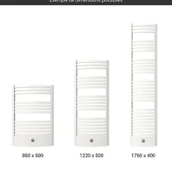 Sèche-serviette mixte blanc - (HxL) 1760x500mm - 800 Watt - 798 Watt - DEX1760-500PZ8B