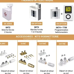 Sèche-serviette mixte blanc - (HxL) 860x500mm - 400 Watt - 439 Watt - DEX860-500Z1B