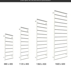 Sèche-serviette mixte blanc - (HxL) 1120x600mm - 500 Watt - 461 Watt - DIA1120-600Z1B