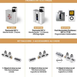 Sèche-serviette mixte chromé de 1140mm de haut et 500mm de large - 341 Watt - FIO1140/500Z8CRO