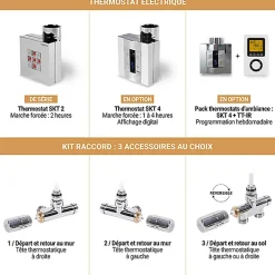 Sèche-serviette mixte chromé de 555mm de haut / 600mm de large - 177 Watt - JAD555/600V2CRO
