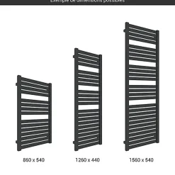 Sèche-serviette mixte noir - (HxL) 1260x440 mm - 500 Watt - 502 Watt - MAN1260-440Z8N