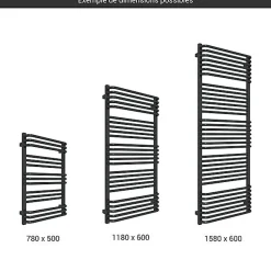 Sèche-serviette mixte noir - (HxL) 1180x500 mm - 600 Watt - 650 Watt - POL1180-500V2N