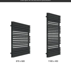Sèche-serviette mixte noir - (HxL) 870x450 mm - 600 Watt - 550 Watt - QUA870-450BV2N