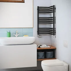 Sèche-serviette mixte noir de 735mm de haut et 350mm de large - 375 Watt - INC735/350V2N