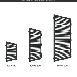 Sèche-serviette mixte noir - (HxL) 1240x450 mm - 800 Watt - 669 Watt - POC1240-450Z1N
