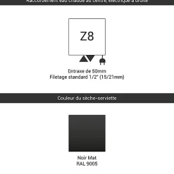 Sèche-serviette mixte noir - (HxL) 435x430 mm - 200 Watt - 203 Watt - MIK435-430Z8N